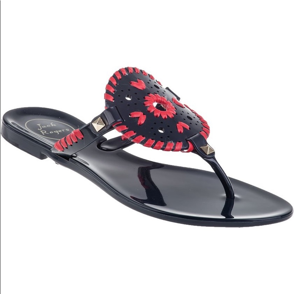 Jack Rogers Georgia Jelly Sandals Navy and Red